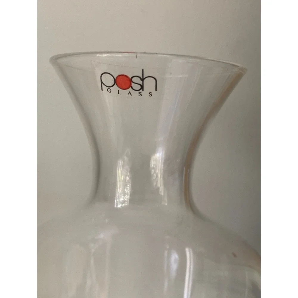 Posh Glass Gold Confetti Dot Carafe Vase Clear Gold Ombre Decanter 10.5 Inch